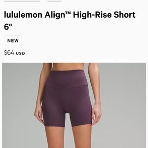 Gently worn lululemon size 6 align 6” shorts